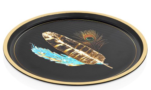 Toya Tepsi Yuvarlak Siyah Gold